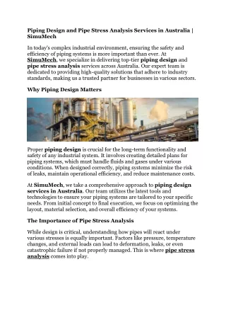 Pipe stress analysis Australia
