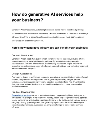 How do generative AI services help your business?