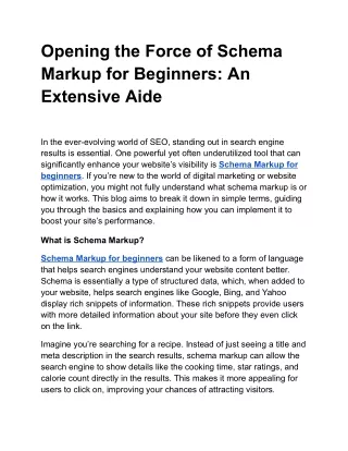 Opening the Force of Schema Markup for Beginners: An Extensive Aide