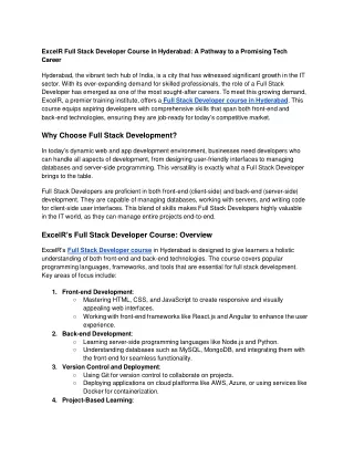 Full Stack Developer Course in Hyderabad