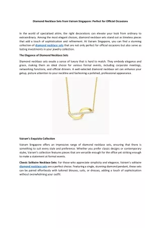 Diamond Necklace Sets from Vairam Singapore Perfect for Official Occasions