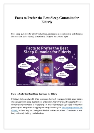 Facts to Prefer the Best Sleep Gummies for Elderly