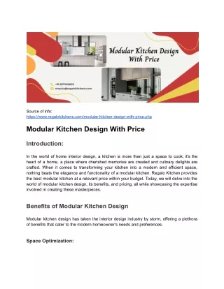 Modular Kitchen Design With Price