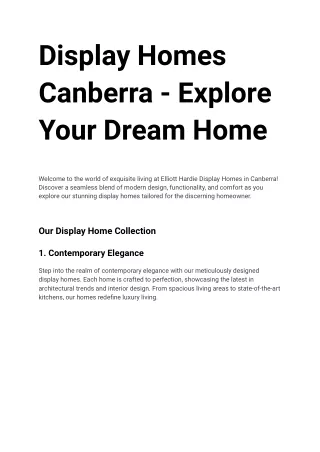 Display Homes Canberra