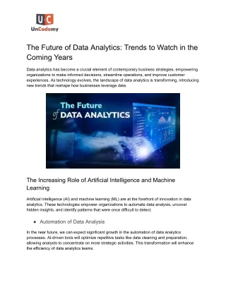 The Future of Data Analytics: Trends to Watch in the Coming Years
