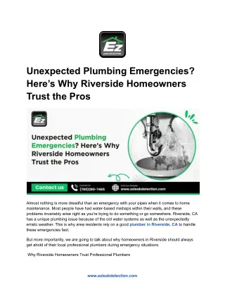 Unexpected Unexpected Plumbing Emergencies? Here’s Why RiverPlumbing Emergencies