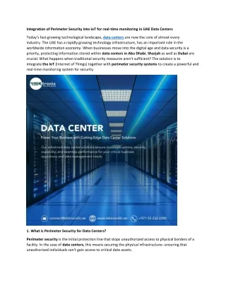 Integrating Perimeter Security with IoT for Real-Time Monitoring in UAE Data Centers
