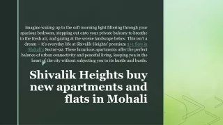 Shivalik Heights buy new apartments and flats in mohali