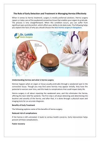 The Role of Early Detection and Treatment in Managing Hernias Effectively