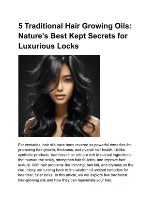 5 Traditional Hair Growing Oils: Nature's Best Kept Secrets for Luxurious Locks