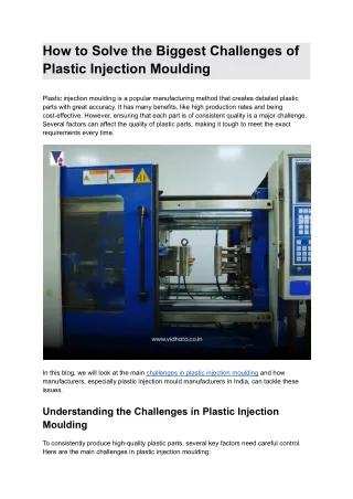 How to Solve the Biggest Challenges of Plastic Injection Moulding