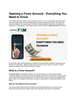 Opening a Forex Account - Everything You Need to Know