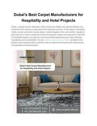 Dubai’s Best Carpet Manufacturers for Hospitality and Hotel Projects