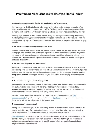 Parenthood Prep Signs You’re Ready to Start a Family