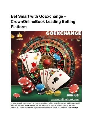 Bet Smart with GoExchange – CrownOnlineBook Leading Betting Platform
