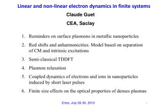 Linear and non-linear electron dynamics in finite systems