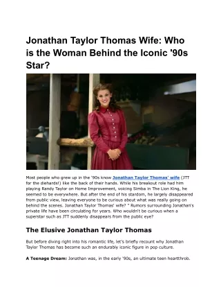 Jonathan Taylor Thomas Wife_ Who is the Woman Behind the Iconic '90s Star (1)