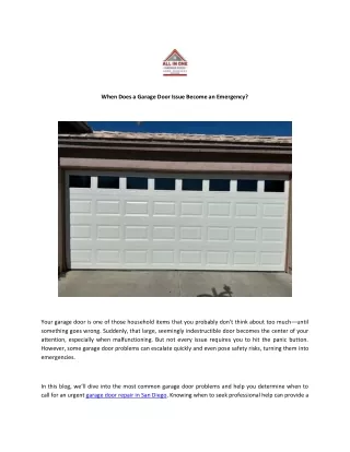 When Does a Garage Door Issue Become an Emergency