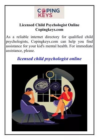 Licensed Child Psychologist Online  Copingkeys.com
