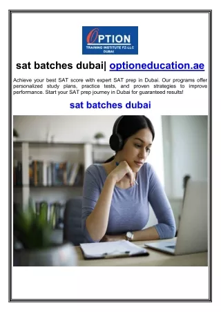 sat batches dubai| optioneducation.ae