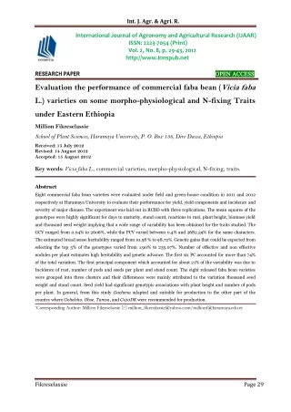 Evaluation the performance of commercial faba bean (Vicia faba L.) varieties