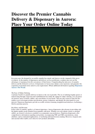 Weed Delivery Aurora | The Woods