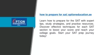 how to prepare for sat optioneducation.ae