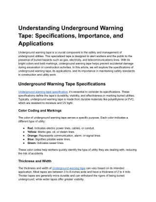 Understanding Underground Warning Tape_ Specifications, Importance, and Applications