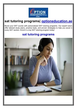 sat tutoring programs| optioneducation.ae