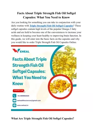 Facts About Triple Strength Fish Oil Softgel Capsules: What You Need to Know