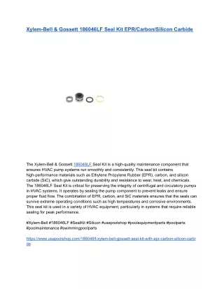 Xylem-Bell & Gossett 186046LF Seal Kit EPR_Carbon_Silicon Carbide
