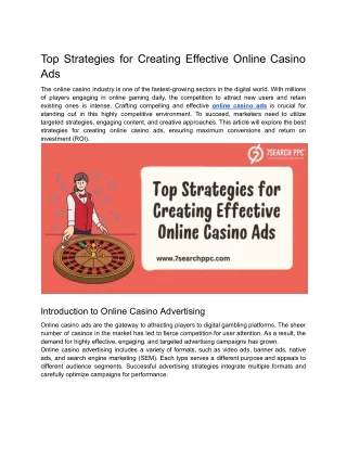 Top Strategies for Creating Effective Online Casino Ads