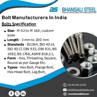 Bolt | Fasteners | Nuts | Screw- Bhansali Fasteners