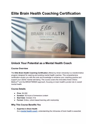 Elite Brain Health Coaching Certification