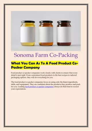 What You Can As To A Food Product Co-Packer Company