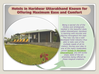 Hotels in Haridwar Uttarakhand Known for Offering Maximum Ea