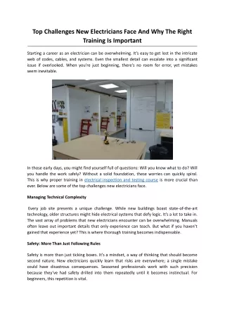 Top Challenges New Electricians Face And Why The Right Training Is Important
