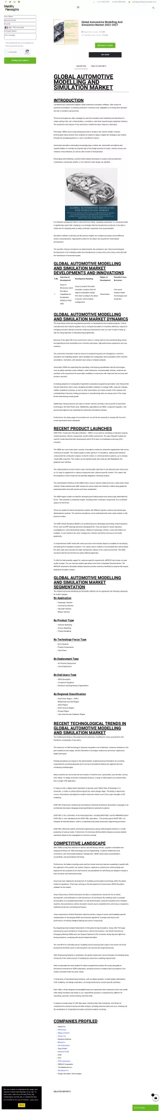 Global Automotive Modelling And Simulation Market Trend