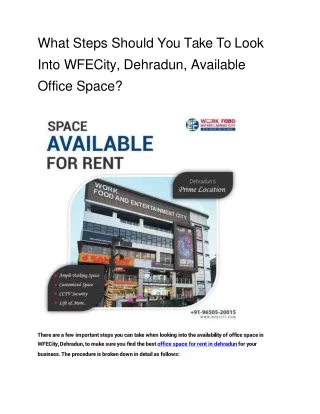 What Steps Should You Take To Look Into WFECity, Dehradun, Available Office Space_ (1)