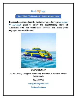 Port Blair To Havelock  Bookmyboat.com