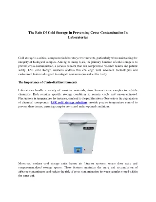 The Role Of Cold Storage In Preventing Cross-Contamination In Laboratories