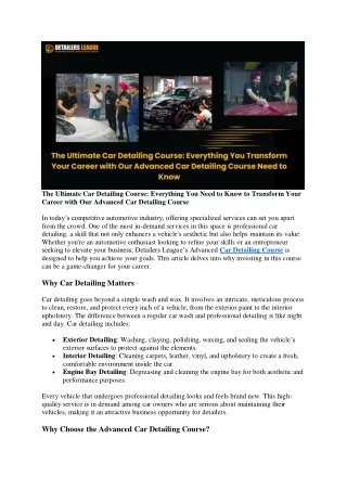 The Ultimate Car Detailing Course: Everything You Need to Know to Transform Your