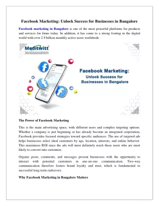 Facebook Marketing Unlock Success for Businesses in Bangalore