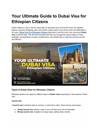 Dubai Visa for Ethiopian Citizens