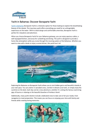 Yacht in Bahamas: Discover Bonaparte Yacht