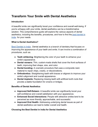 Transform Your Smile with Dental Aesthetics