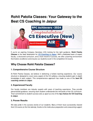 Rohit Patolia Classes_ Your Gateway to the Best CS Coaching in Jaipur