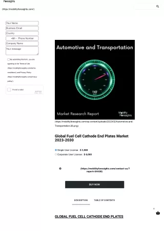 Global Fuel Cell Cathode End Plates Market 2023-2030