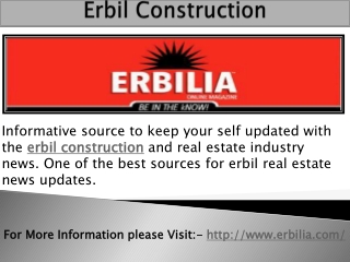 Erbil Construction and Real Estate News at Erbilia.com