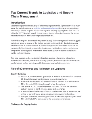 Top Current Trends in Logistics and Supply Chain Management